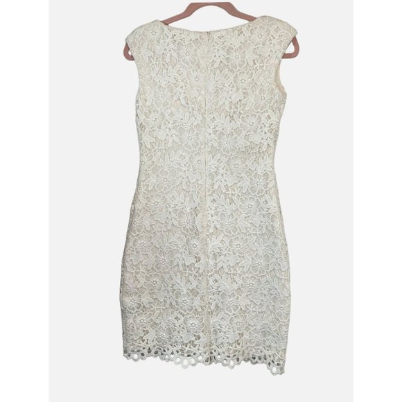 Vintage Lauren Ralph Lauren Dress Size 2 White Embroidery Lined Bodycon Wedding - Picture 2 of 14